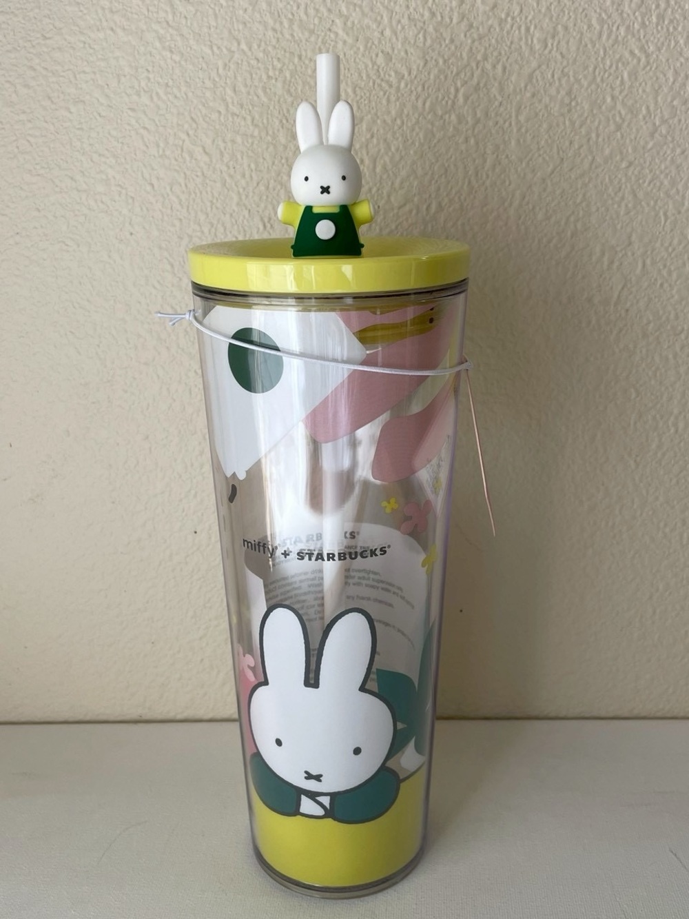 Starbucks X Miffy 2026 Cold Cup Topped Miffy Straw Charm Venti Tumbler 24 Oz New